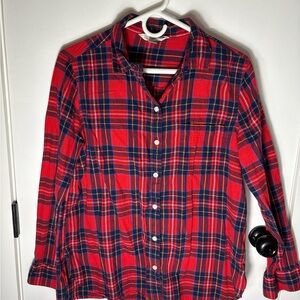 Old Navy Red Plaid Flannel Shirt Size L Cozy Fall Lumberjack Style
